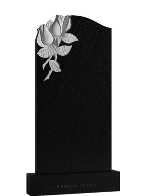 Памятник из черного гранита с цветочным элементом